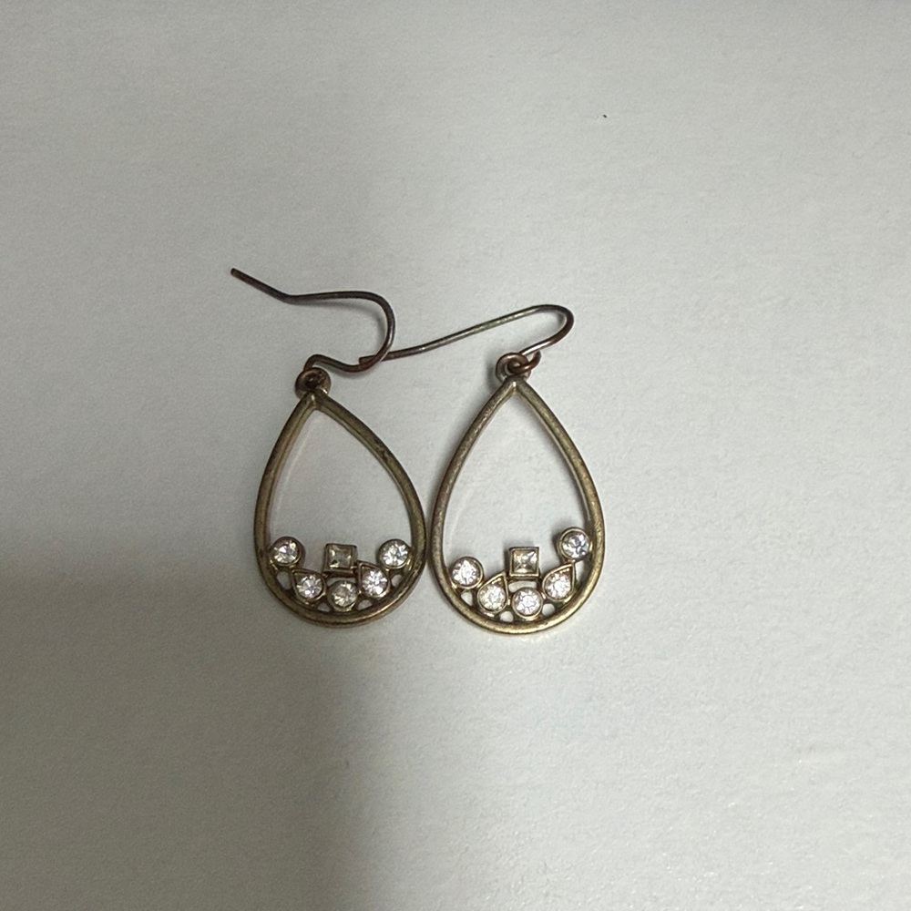 Elegant Gold Teardrop Earrings with Crystal Accents